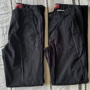 2 Pair Black Arizona Cotton Original Straight Chinos Khaki Pants 34 x 34 EUC